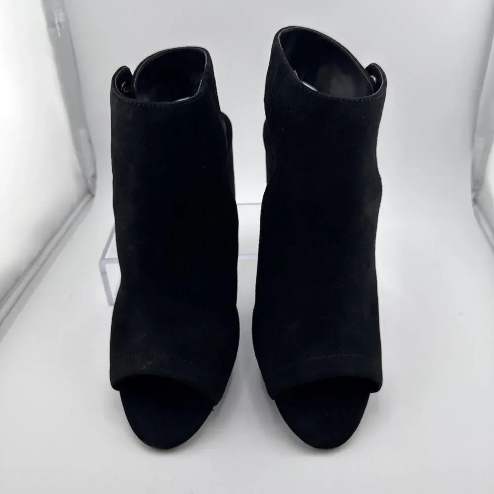 STEVEN MADDEN 6‎ Leather Black VENUZ Sandals Peeptoe Slingback Block 3